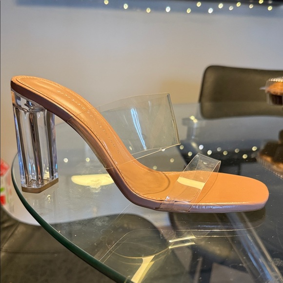 Zara Nude and Clear Block Heel Mules - Picture 1 of 4
